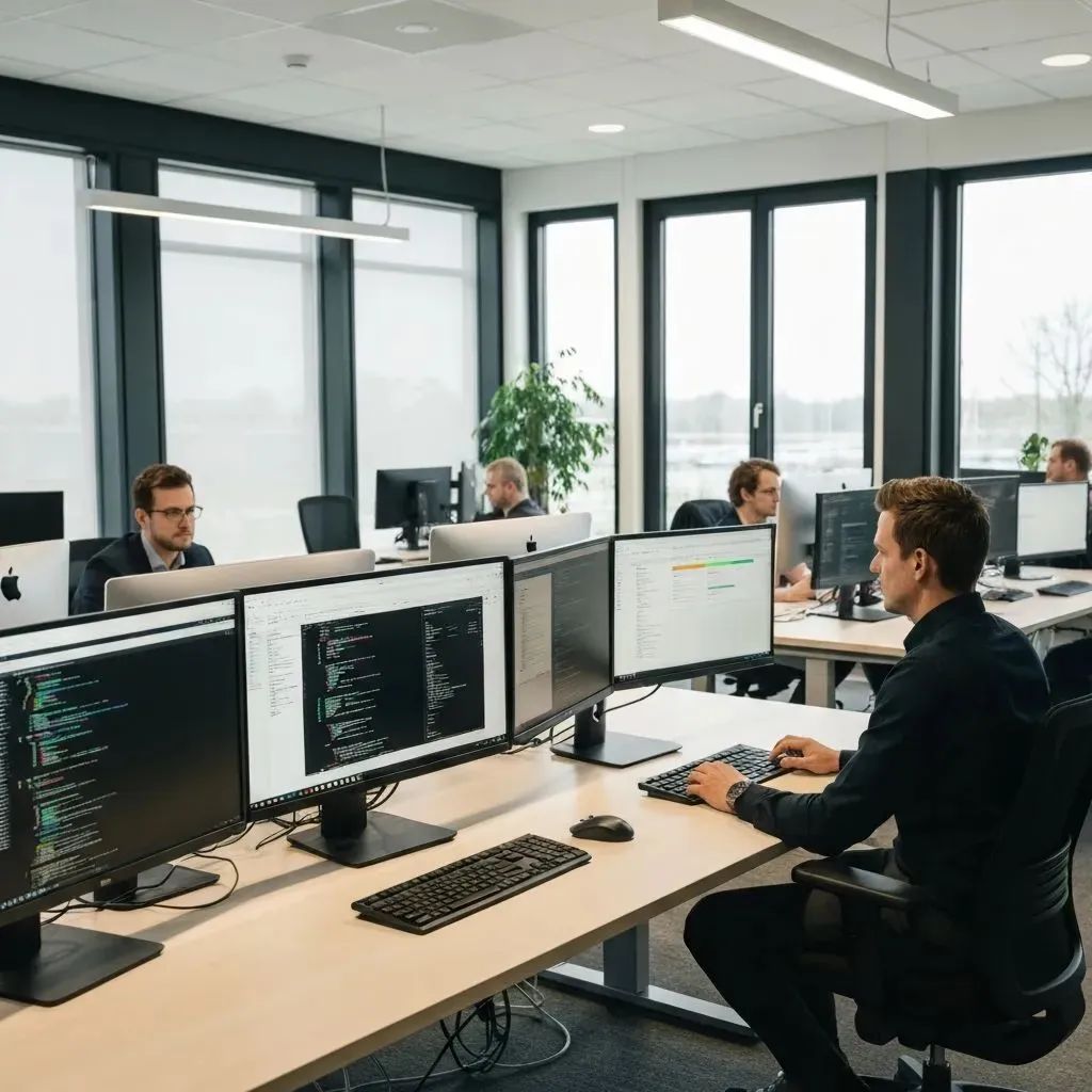 Het team van BrainSoft ICT aan het werk in het kantoor in Alkmaar